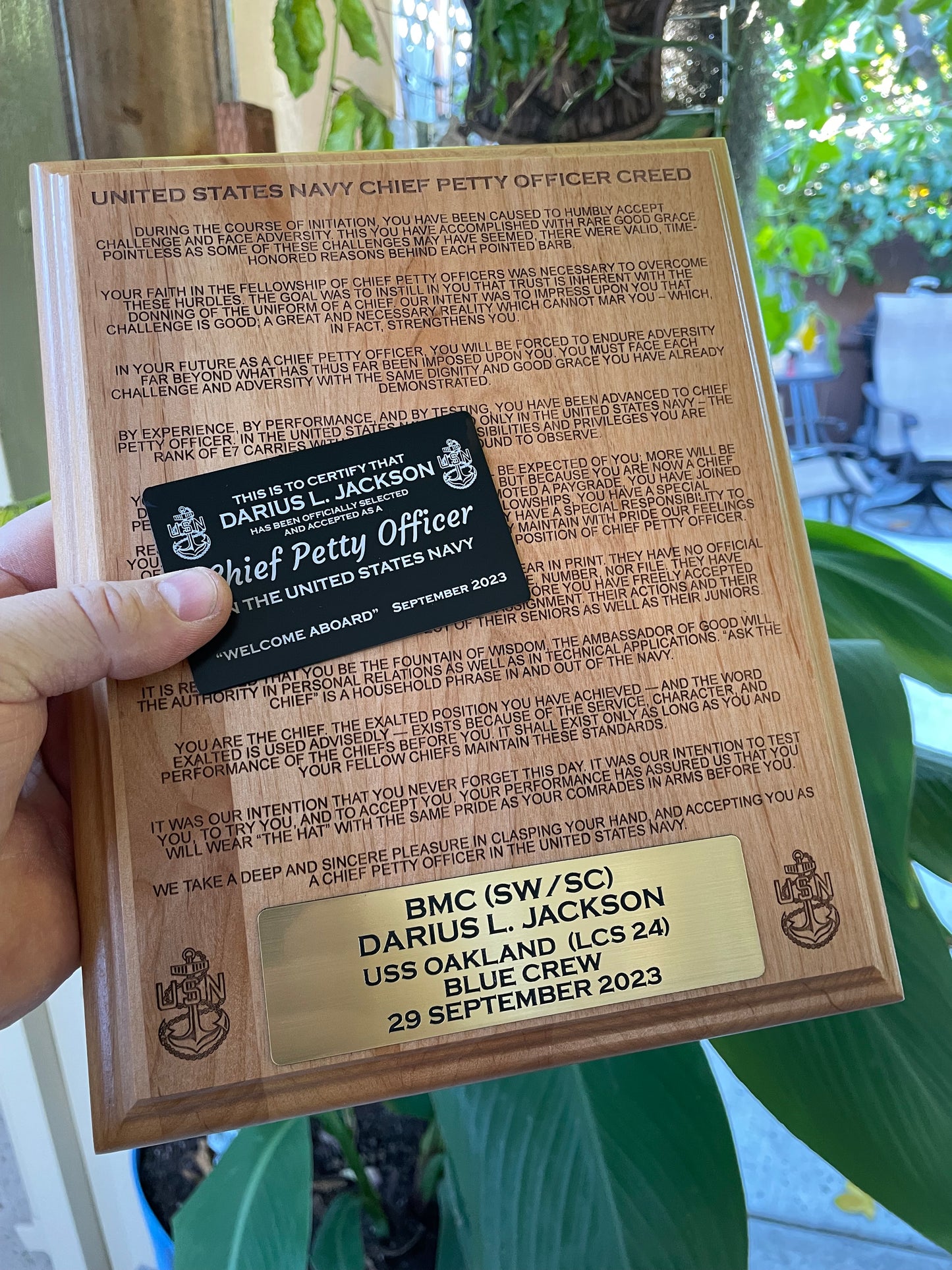 Chief Petty Officer Creed Plaque and CPO Card (Set)