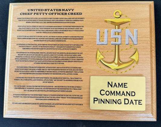 Chief Petty Officer Creed Plaque and CPO Card (Set)