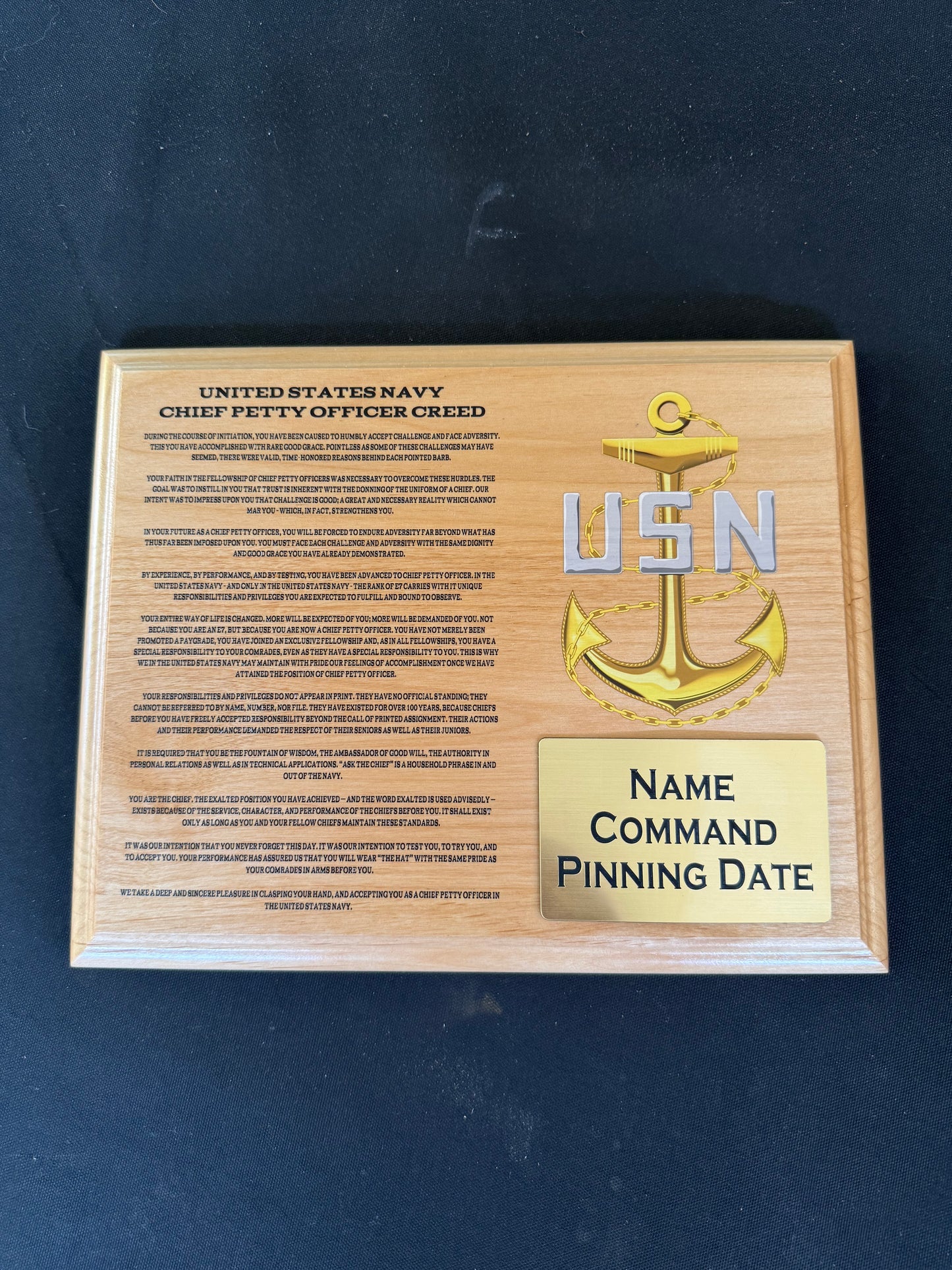 Chief Petty Officer Creed Plaque and CPO Card (Set)