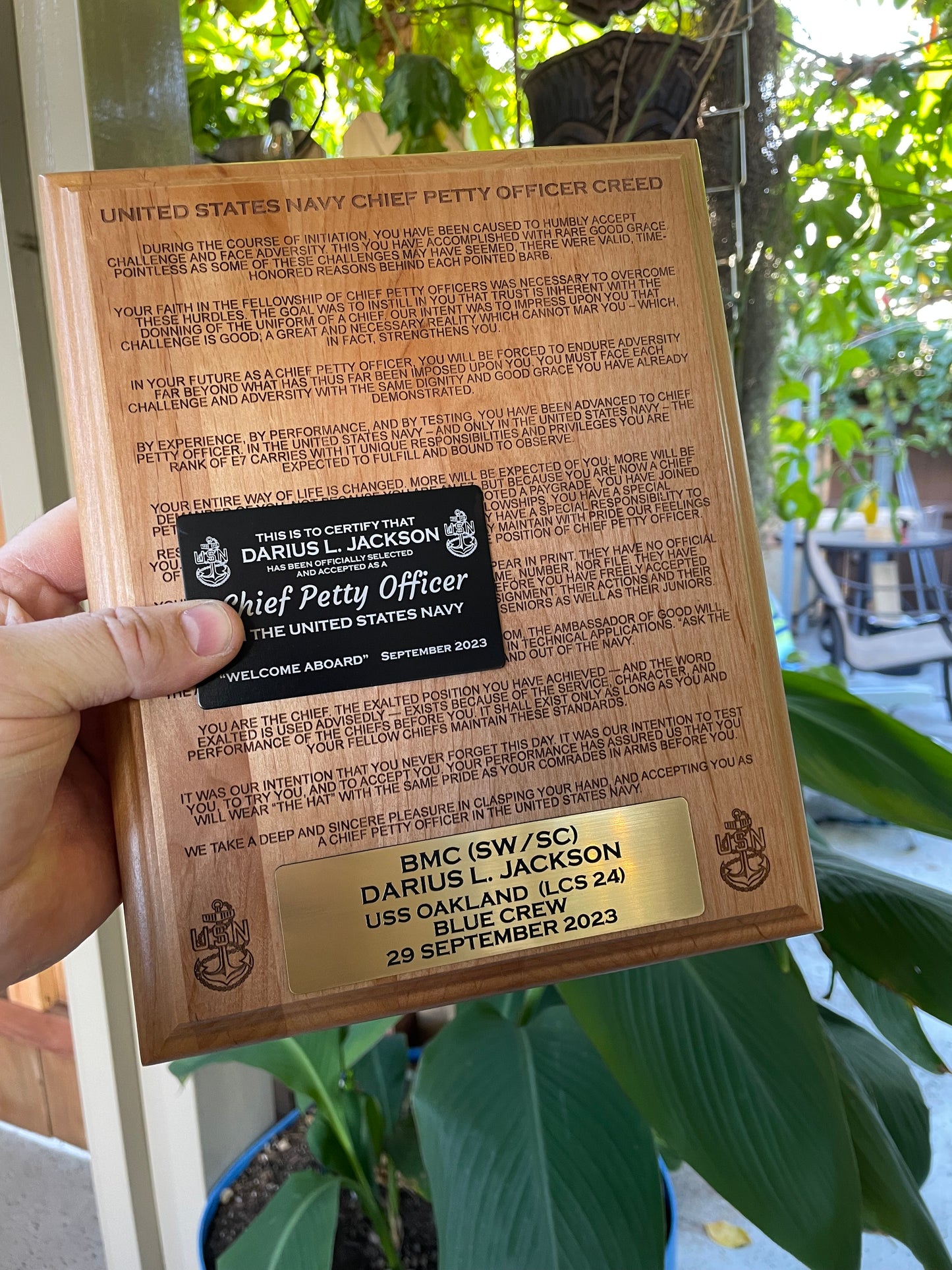 Chief Petty Officer Creed Plaque and CPO Card (Set)
