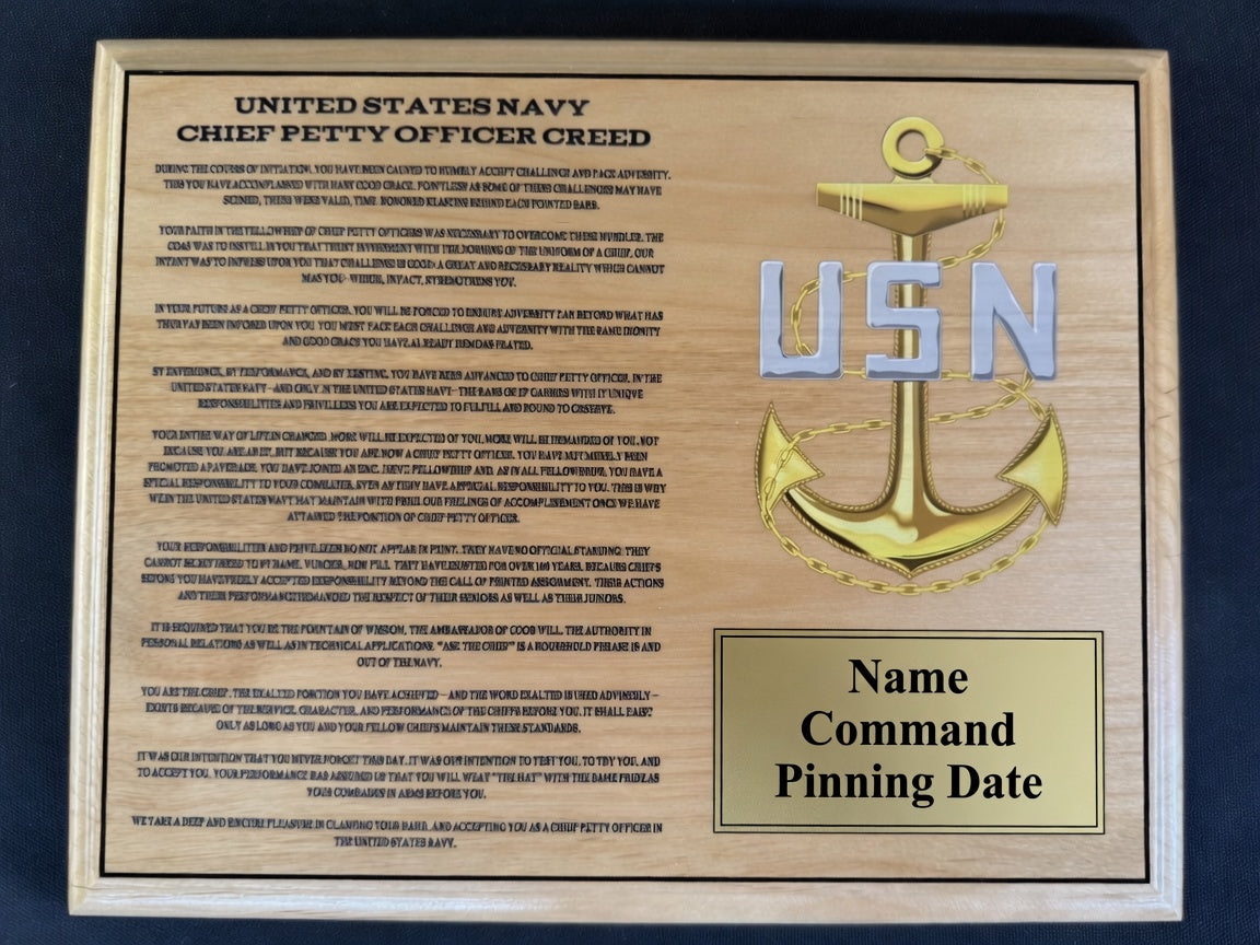 Chief Petty Officer Creed Plaque and CPO Card (Set)